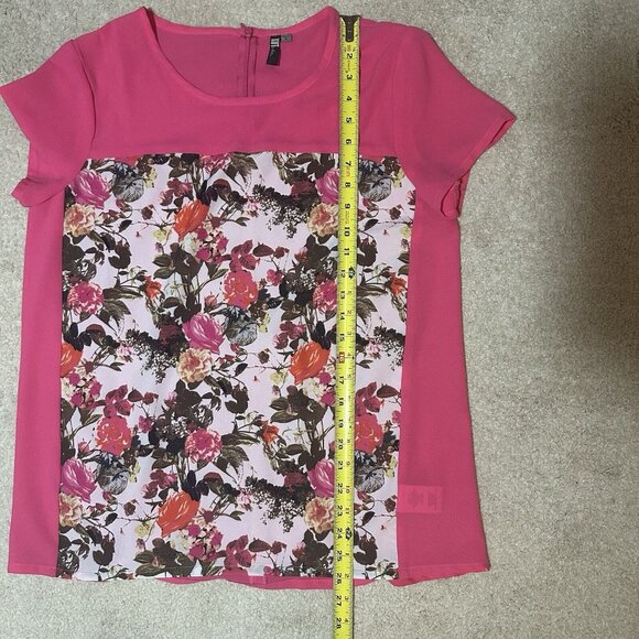 Kut From The Cloth Top Women’s Medium Floral Print Semi Sheer Short Sleeve - Picture 10 of 12